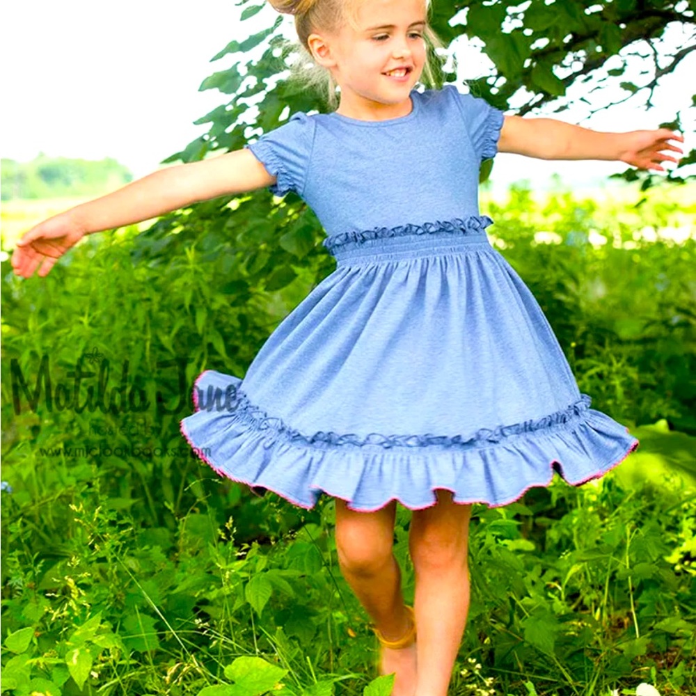 Girls Matilda Jane Perfectly Paired Heather blue Girls' Lap Dress size 8